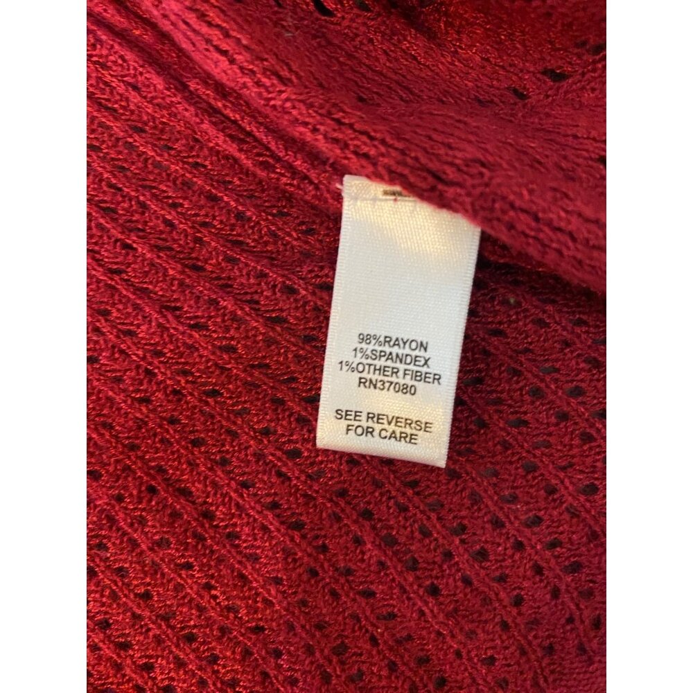 Cato Womens Plus Size Open Front Maroon Knit Cardigan 14/16W Duster Stretch - Picture 3 of 4